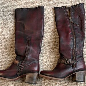 Freebird Burgundy Leather Heeled Boots